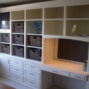 Home office desk with shelves 